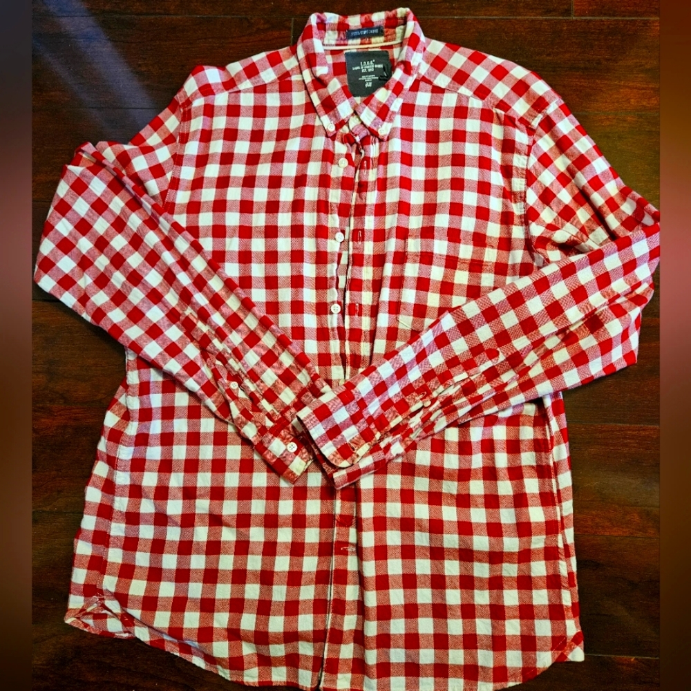H&M Mens Red Check Flannel Shirt